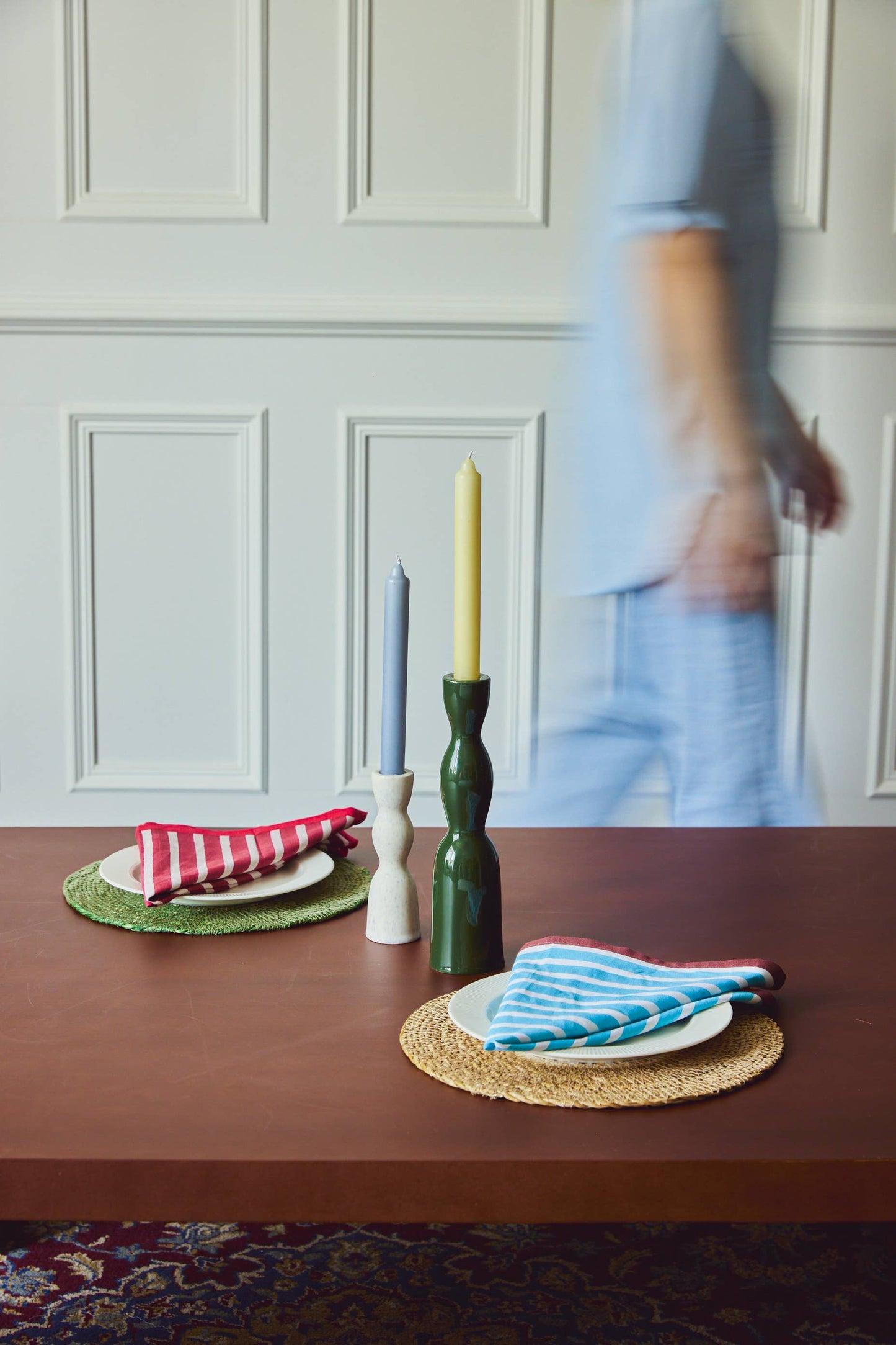 Block Stripes Napkins: Crimson Red/Blush