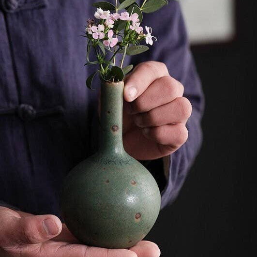 Handmade Ceramic Emerald Gourd Vase