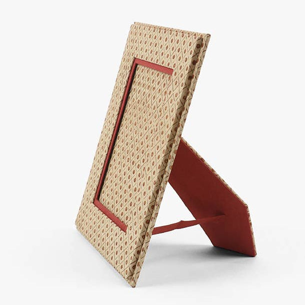 Block Printed Picture Frame - Dot & Grid: Ochre