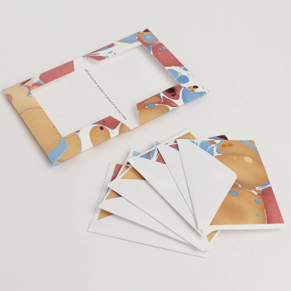 Hand Marbled Notecard Set - 6 Cards: Desert Pebbles