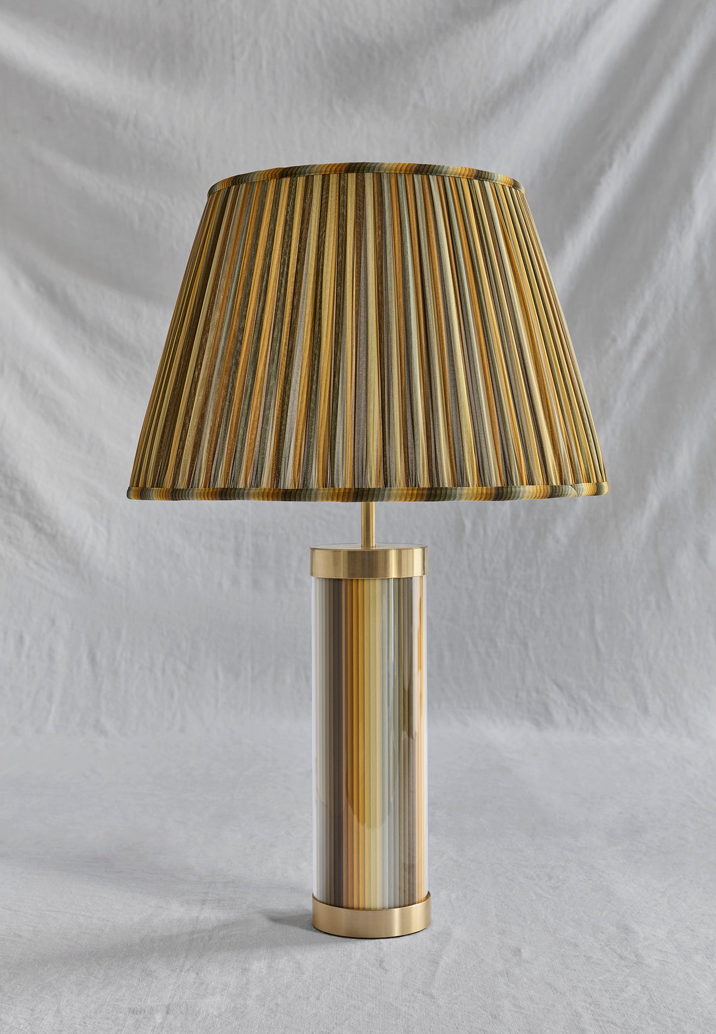 Undulating Stripes - Yellow Glass & Brass Lamp