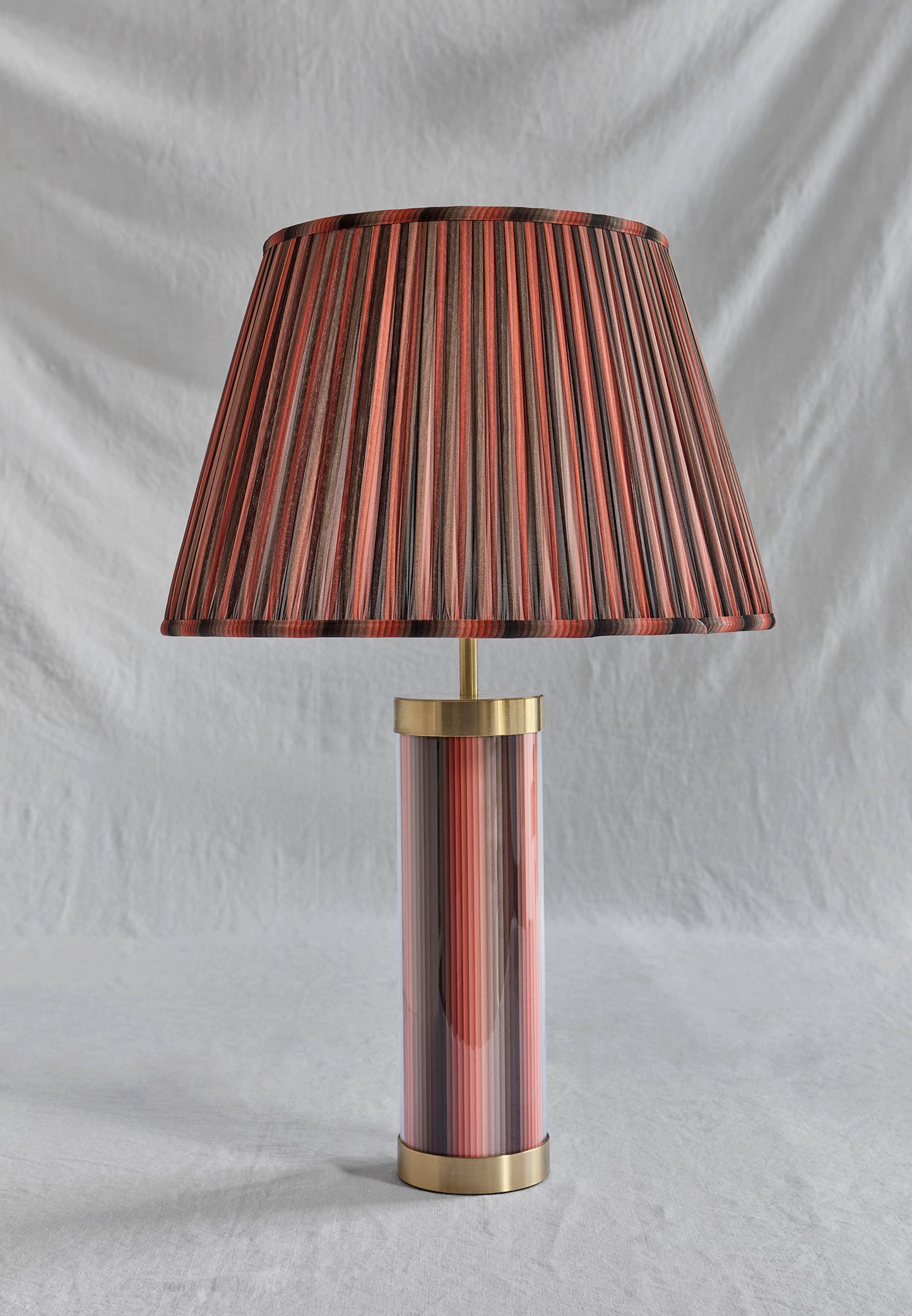 Undulating Stripes - Orange Glass & Brass Lamp