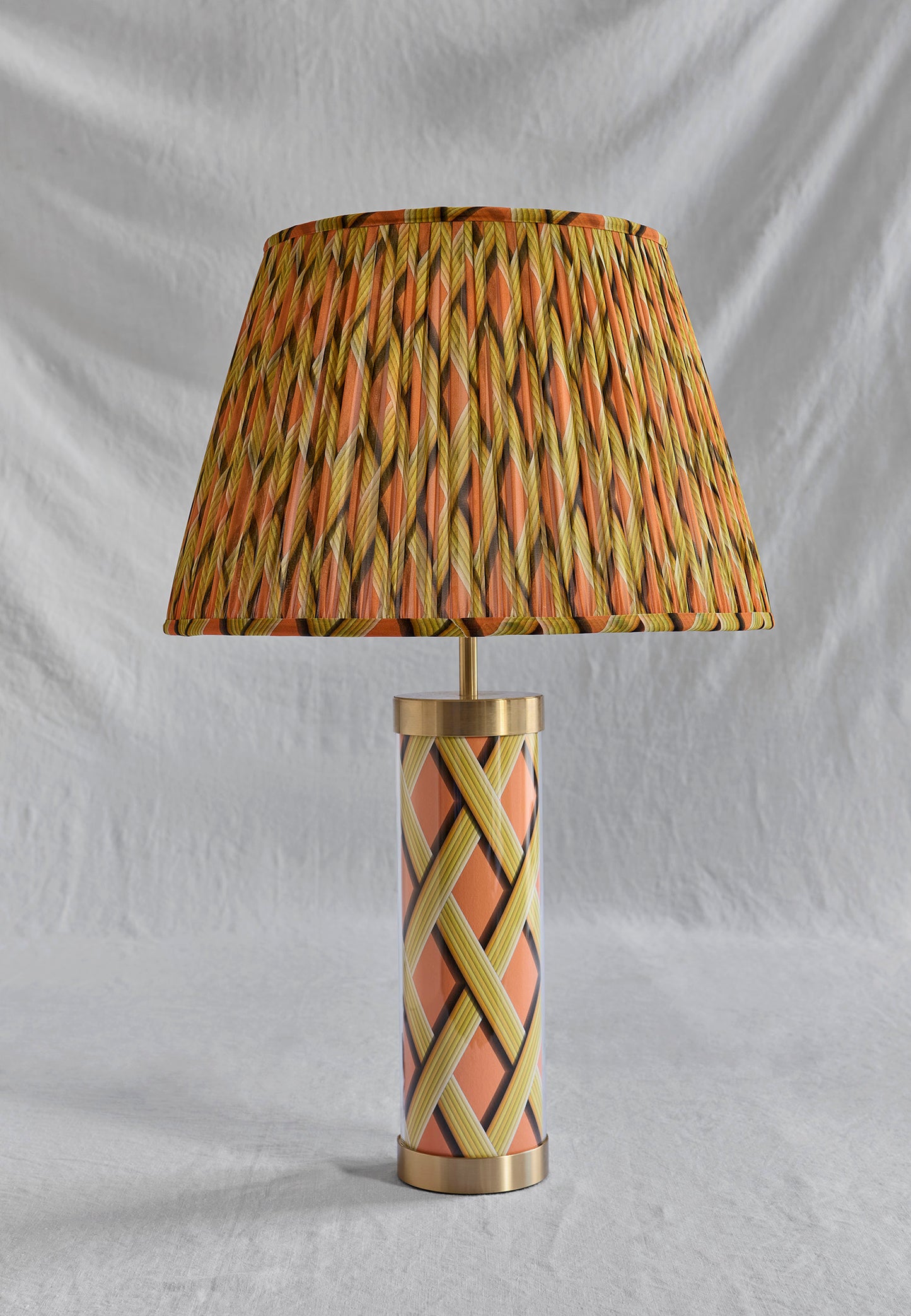 Trellis Work - Apricot Glass & Brass Lamp