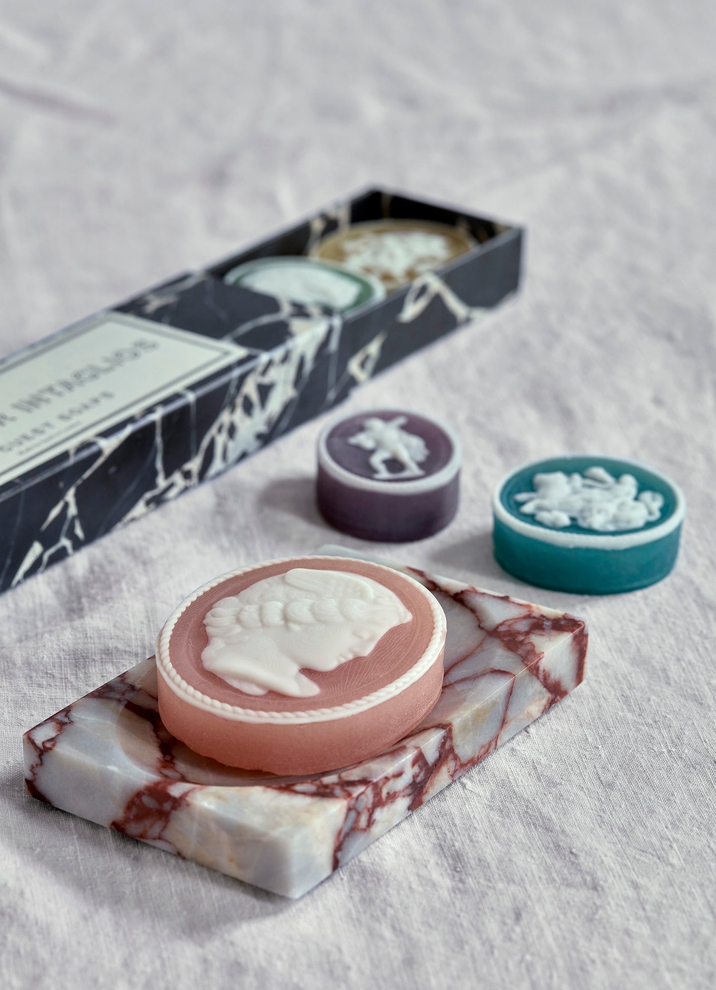 Red & White Marble Soap Dish - Rectangle
