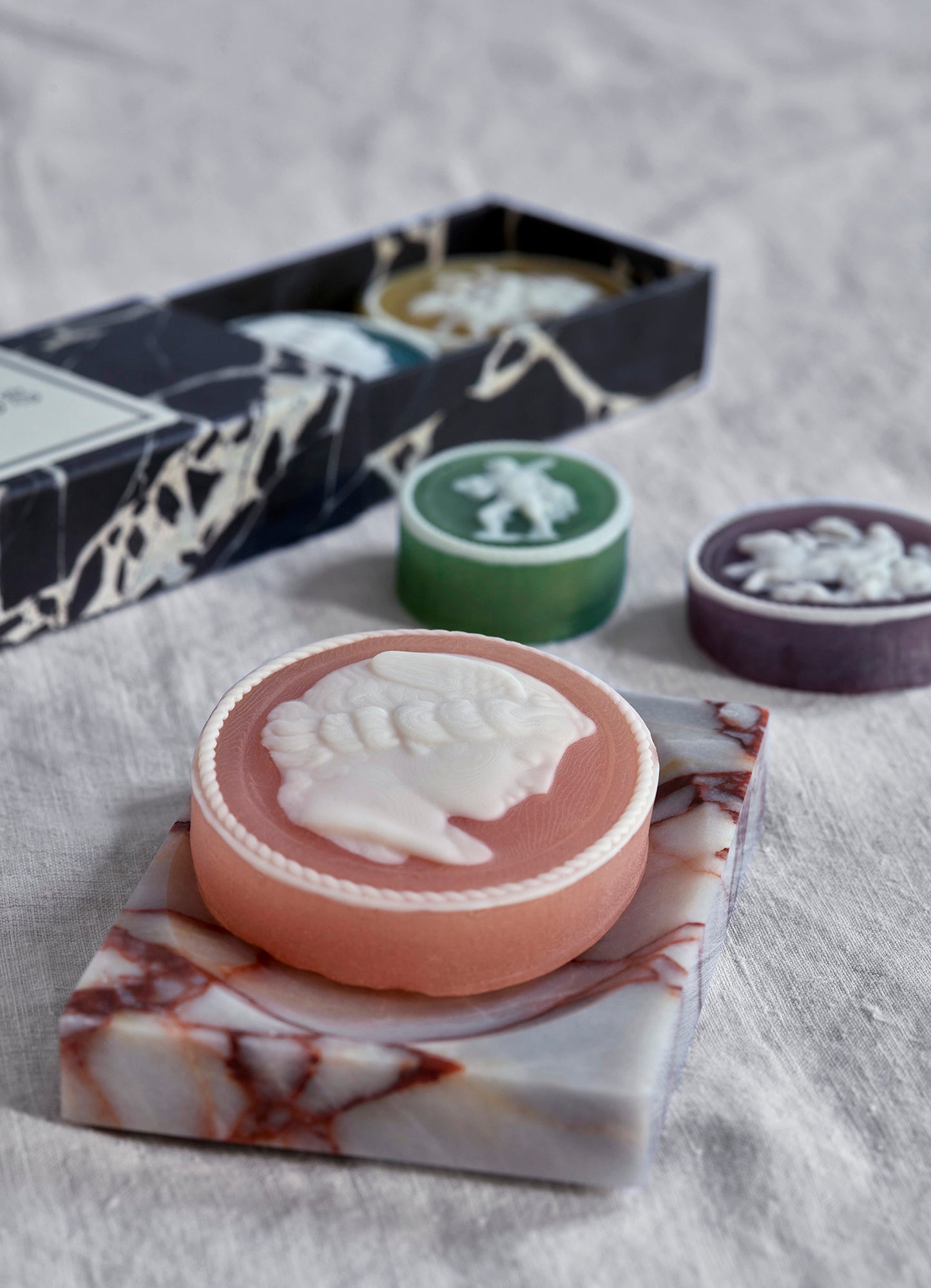 Red & White Marble Soap Dish - Rectangle