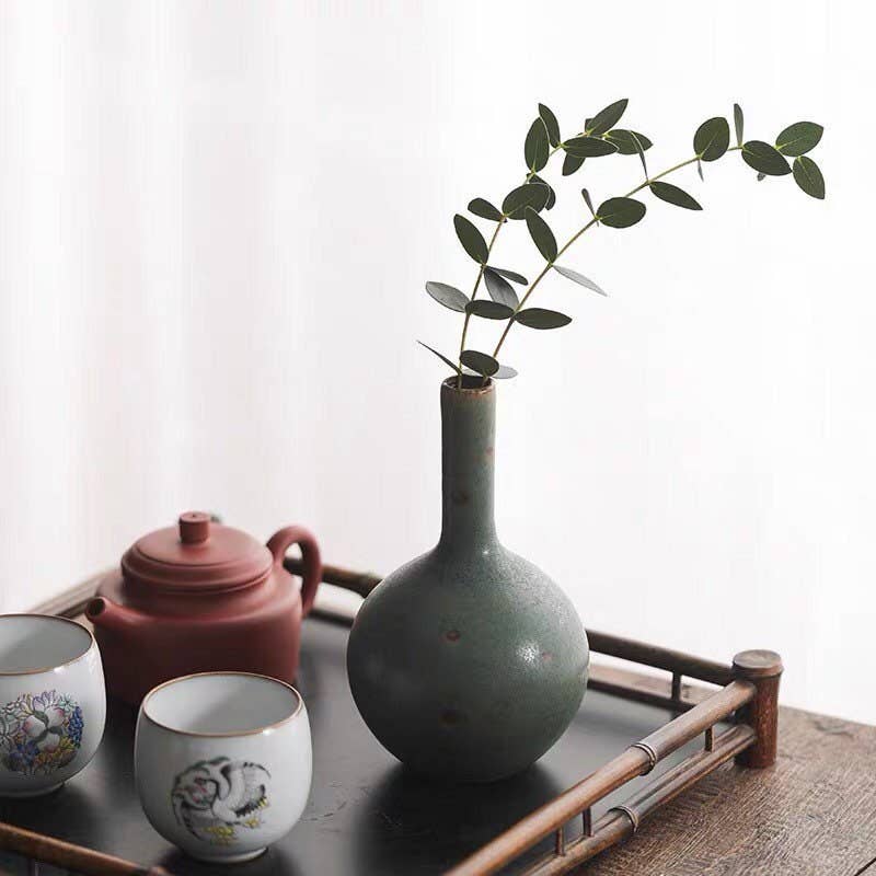 Handmade Ceramic Emerald Gourd Vase