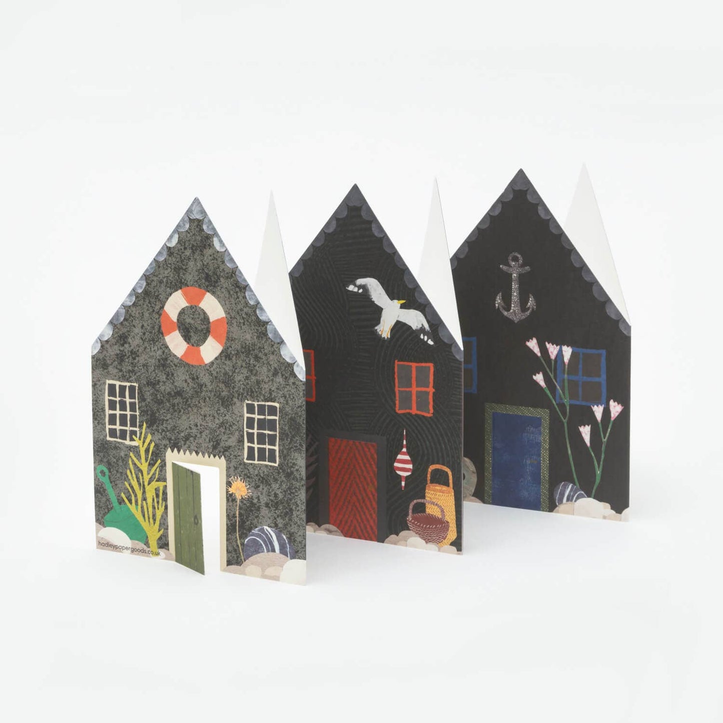 Fisherman's Huts Concertina Greeting Card