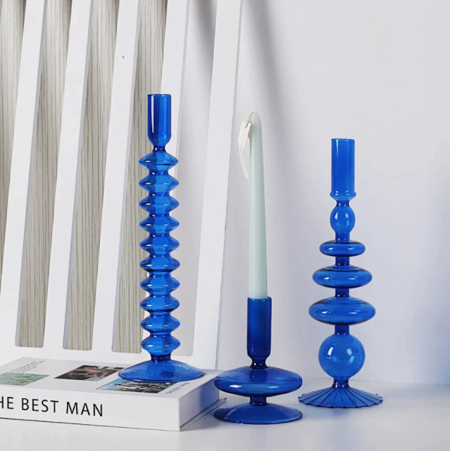 Cobalt Glass Candlestick Holder