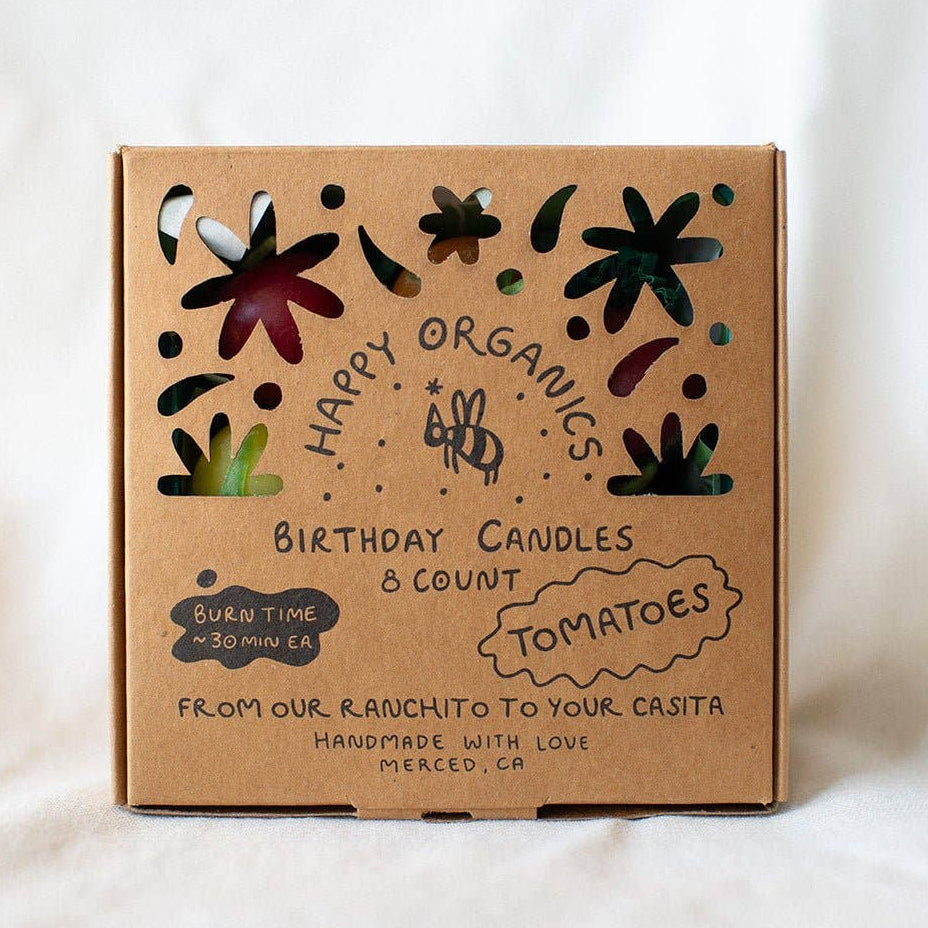 Cherry Tomato Beeswax Birthday Candles - 8