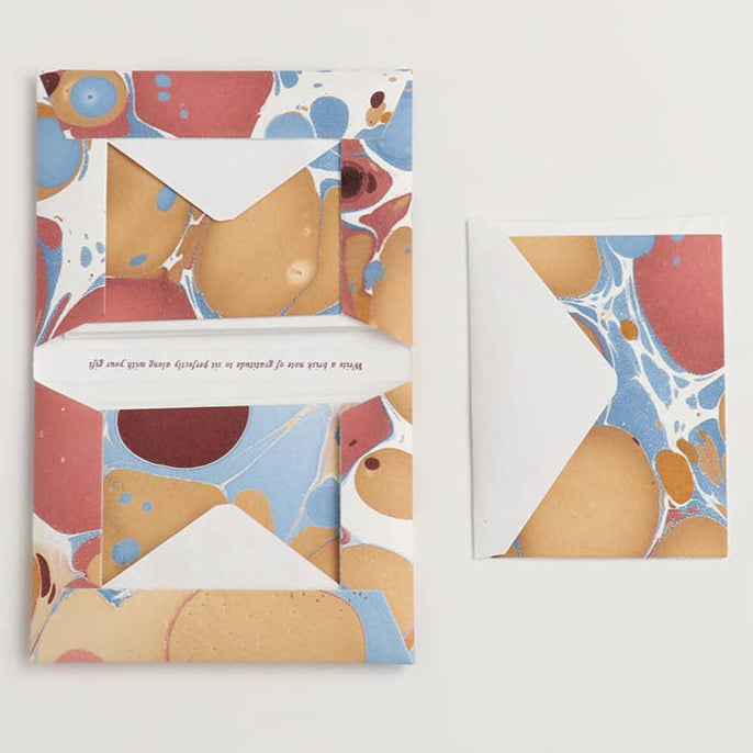 Hand Marbled Notecard Set - 6 Cards: Desert Pebbles