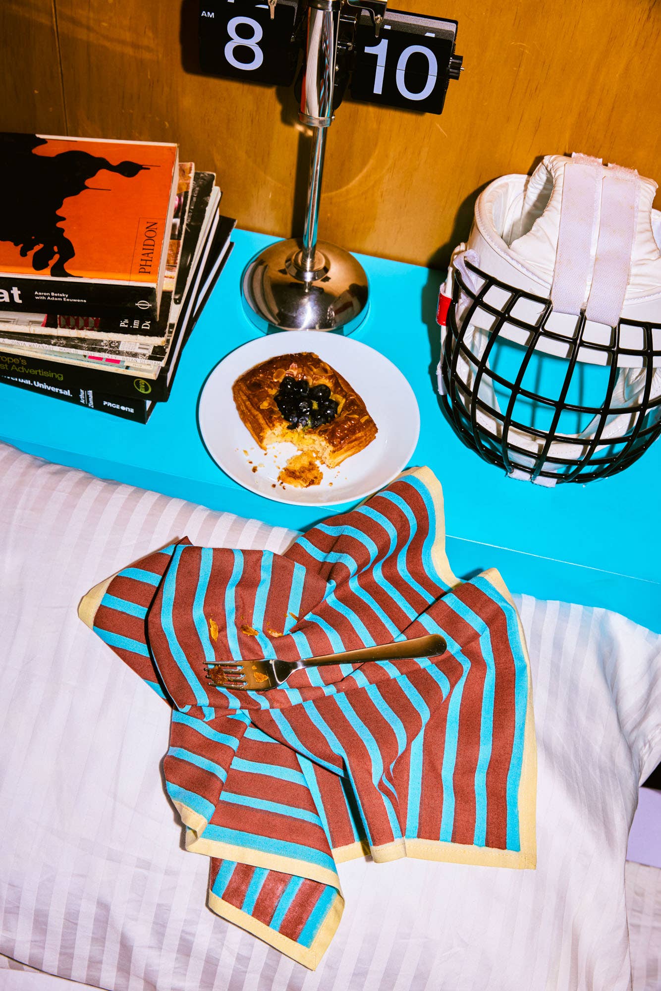 Block Stripes Napkins: Cyan/Russet