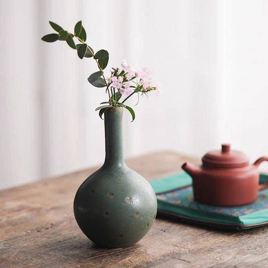 Handmade Ceramic Emerald Gourd Vase