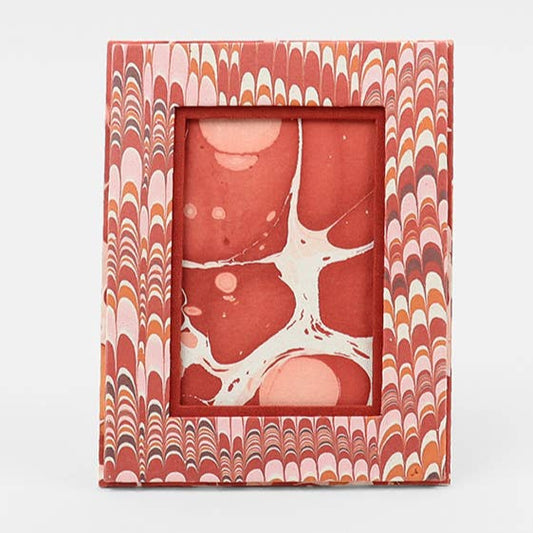 Marbled Paper Picture Frame - Mountain Red