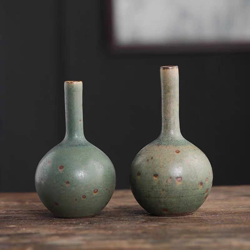 Handmade Ceramic Emerald Gourd Vase