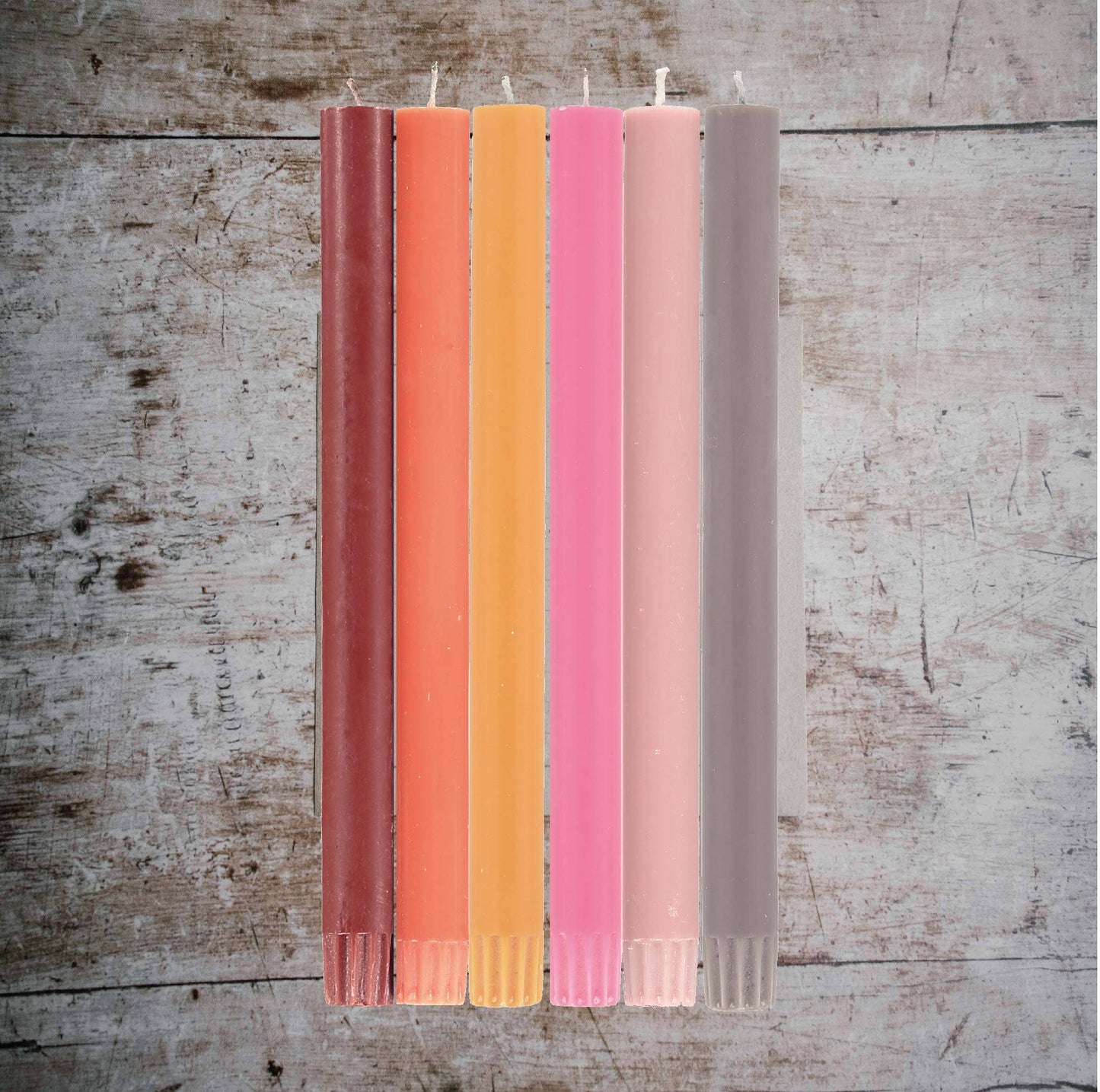 Mixed Set Warm Rainbow Dinner Candles - Pack of 6