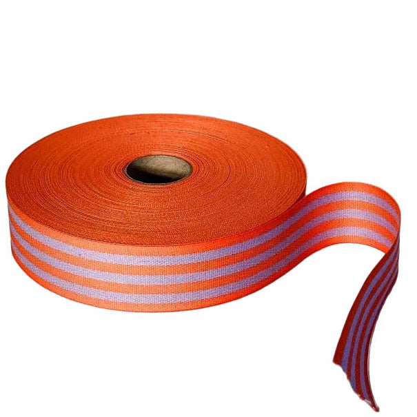 Orange/Lavender Striped Cotton Ribbon 35mm x 5m
