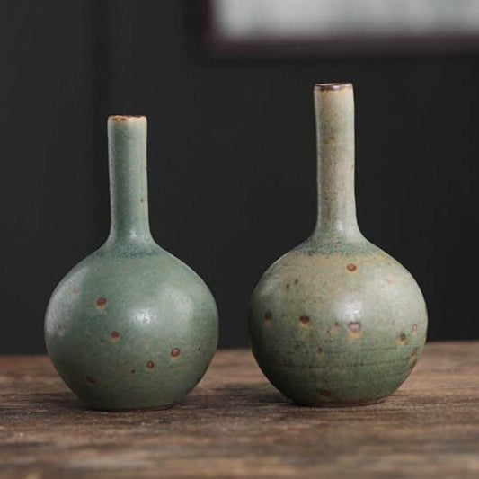 Handmade Ceramic Emerald Gourd Vase
