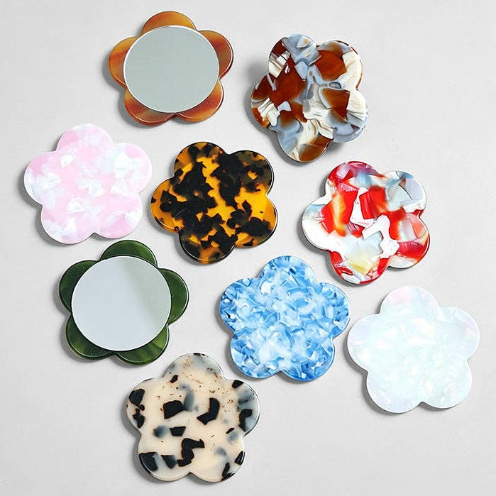 Flower Pocket Mirror - Light Pink