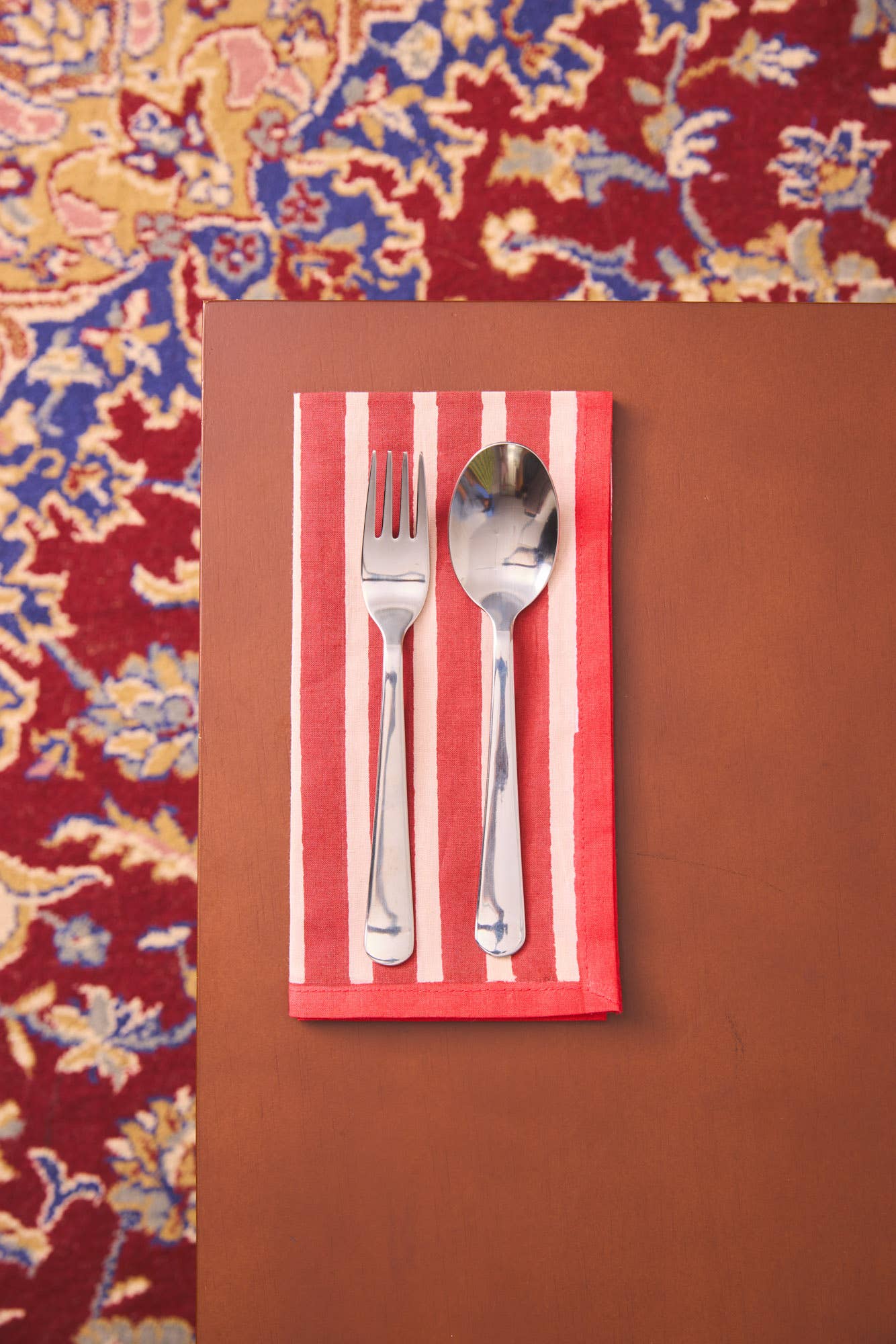 Block Stripes Napkins: Crimson Red/Blush
