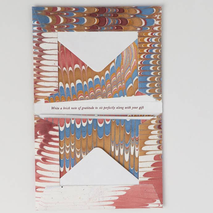 Hand Marbled Notecard Set - 6 Cards: Desert Feather