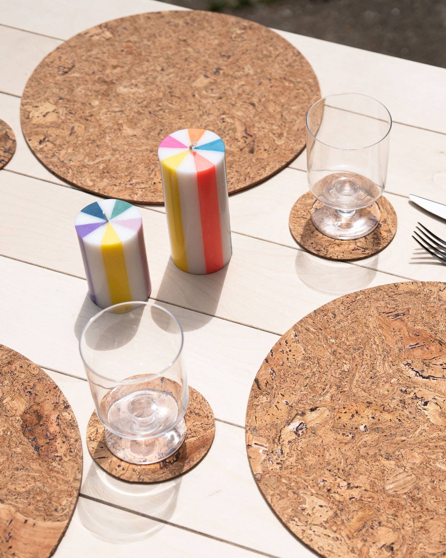 Round Natural Cork Placemat Set of 4 - Grey