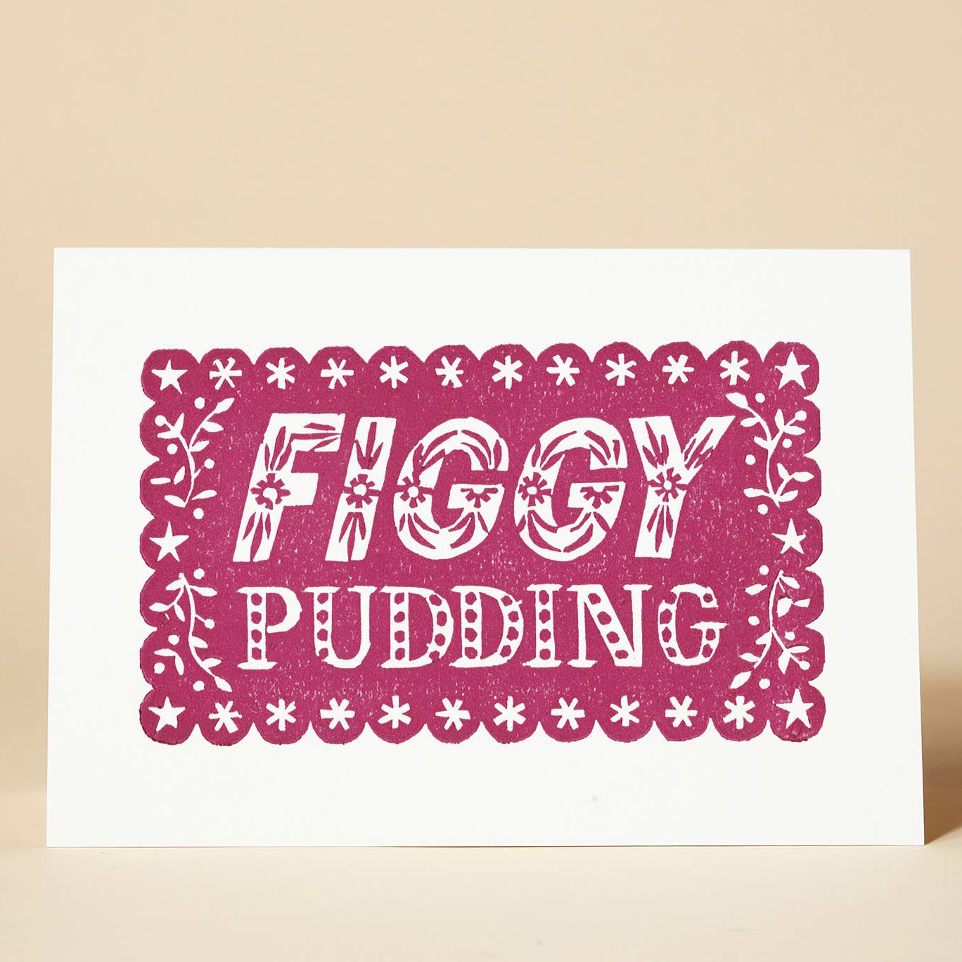 Figgy Pudding Linocut Christmas Card