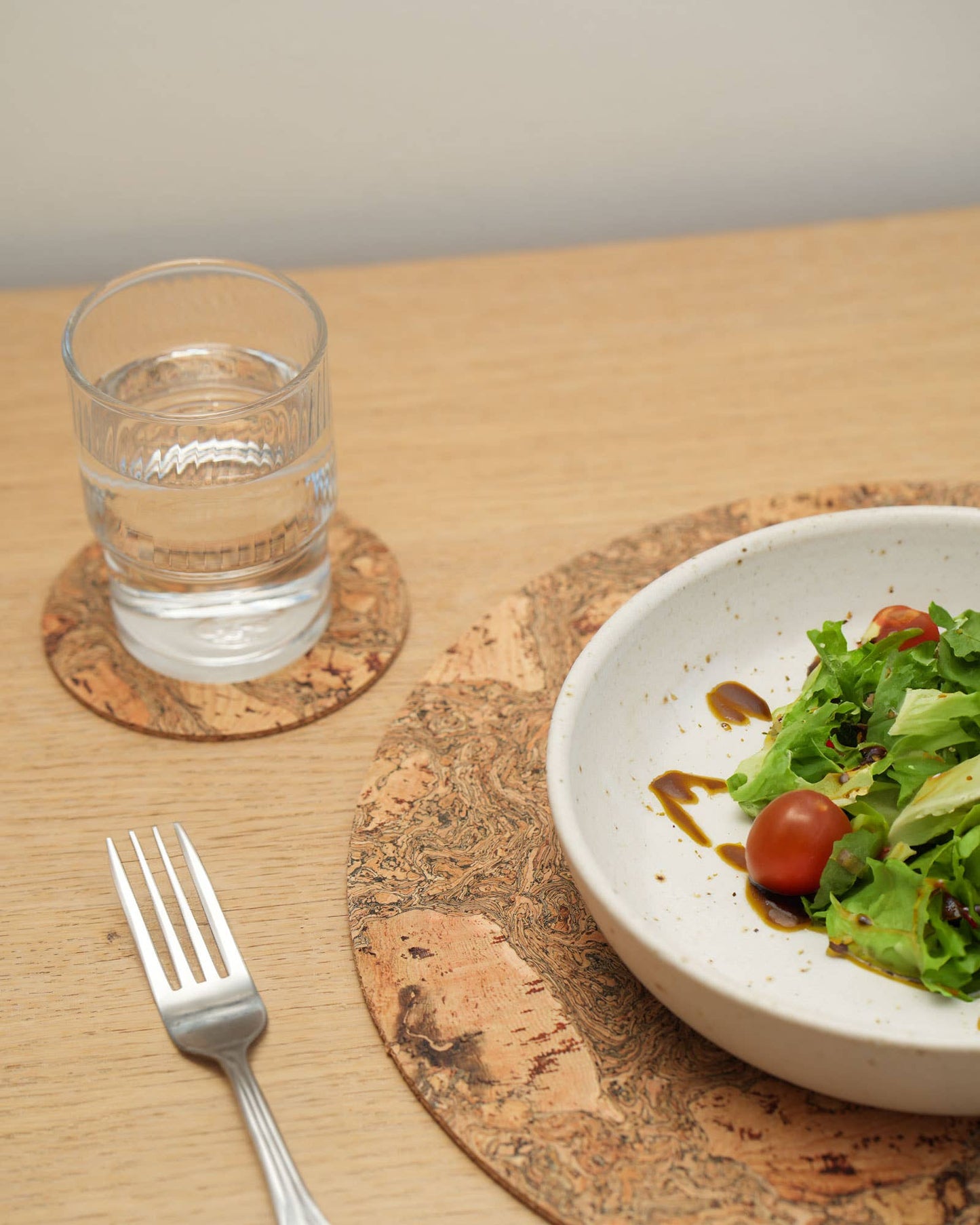 Round Natural Cork Placemat Set of 4 - Grey