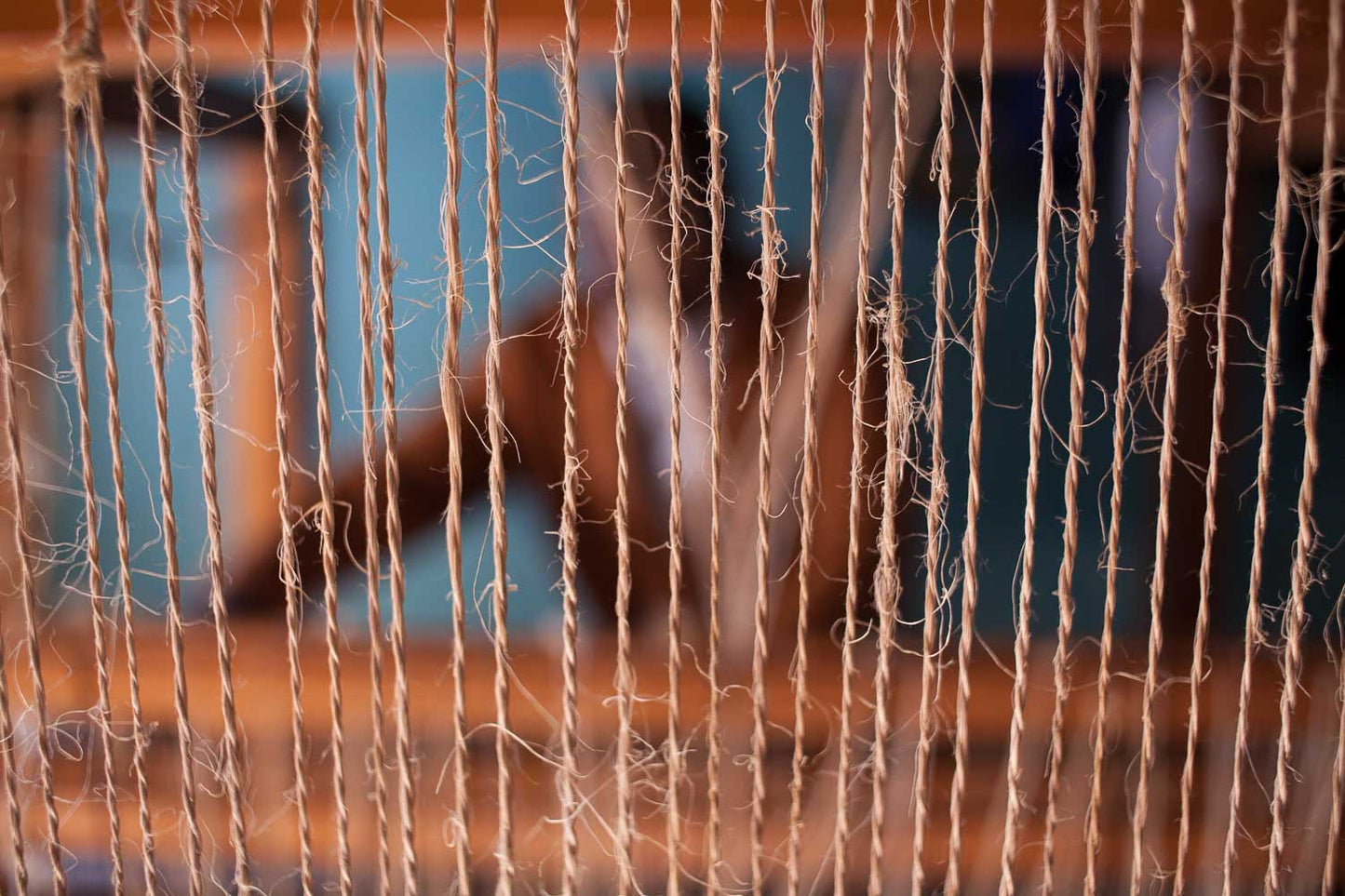 MSHALE: Golden Yellow & Turquoise Striped Woven Sisal Runner