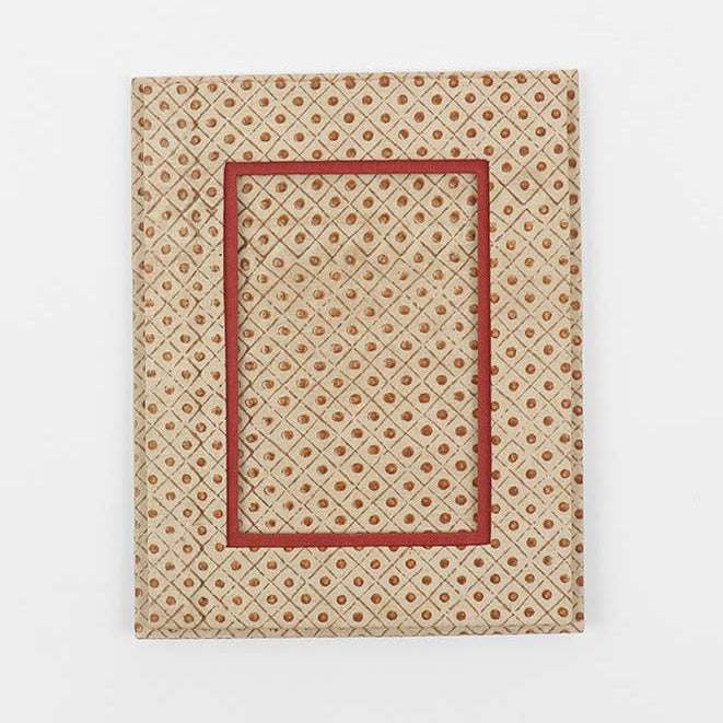 Block Printed Picture Frame - Dot & Grid: Ochre