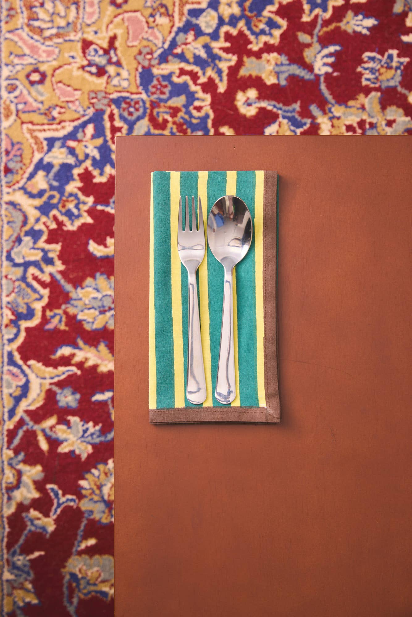 Block Stripes Napkins: Crimson Red/Blush