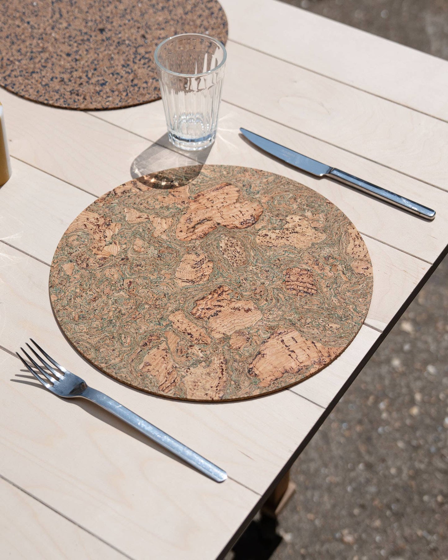 Round Natural Cork Placemat Set of 4 - Grey