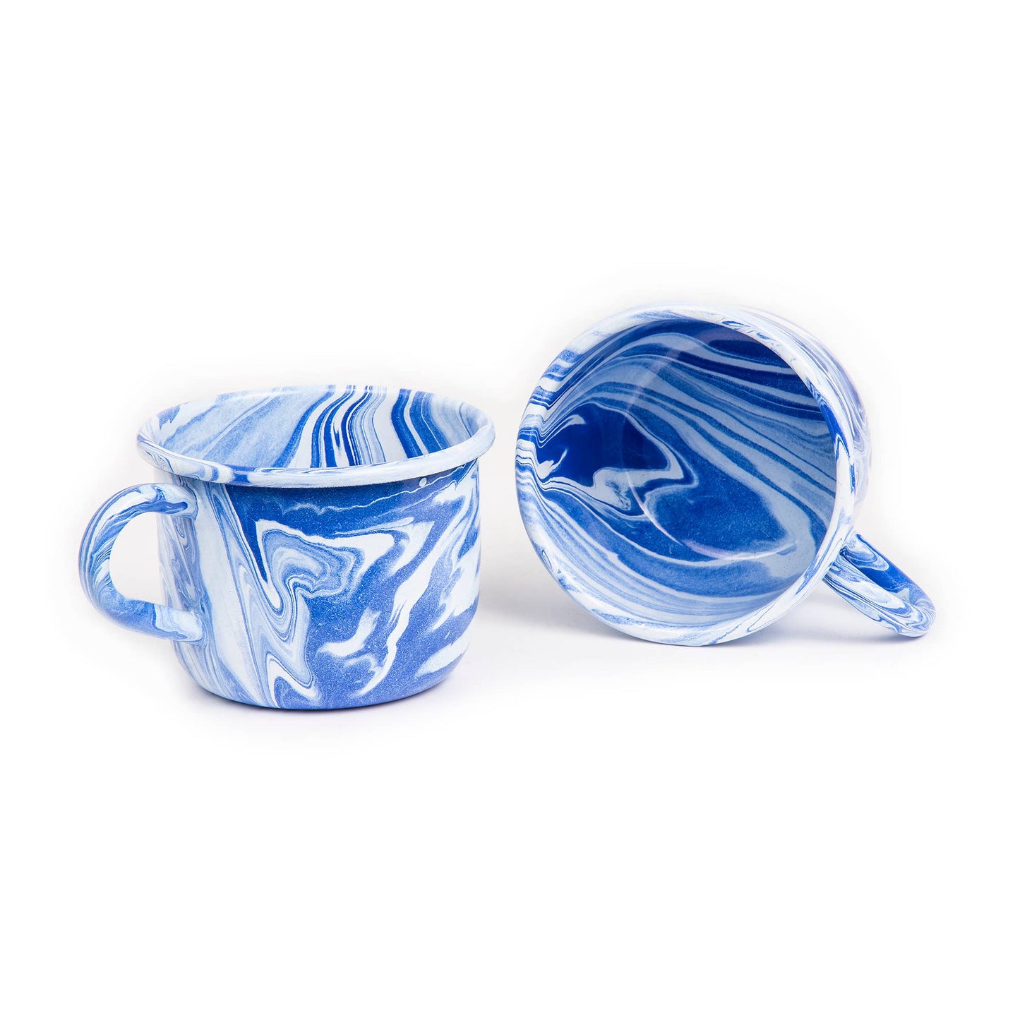 Hand Marbled Enamelware Dining Set - Blue