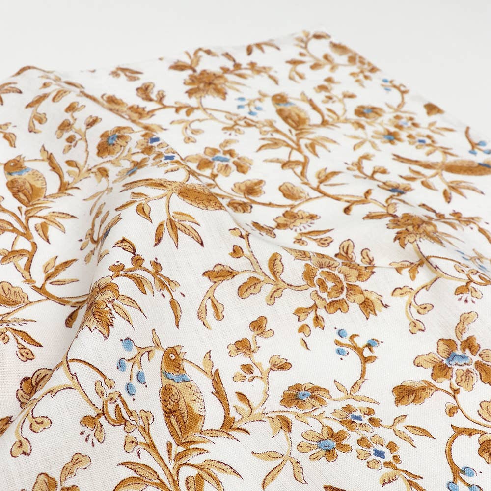 Block Printed Linen Napkin Set Of 2 - Robin & Peony: Yellow