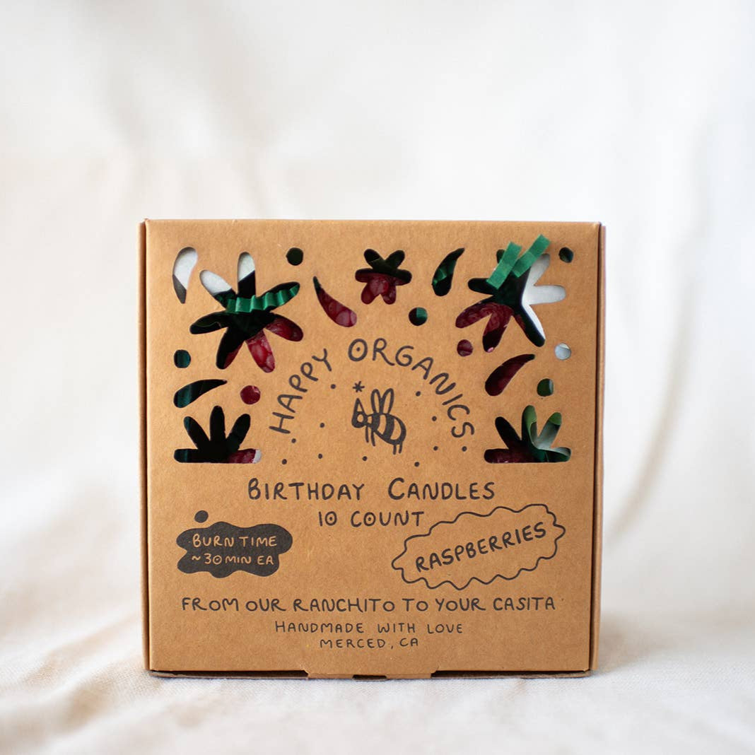 Raspberry Beeswax Birthday Candles - 10