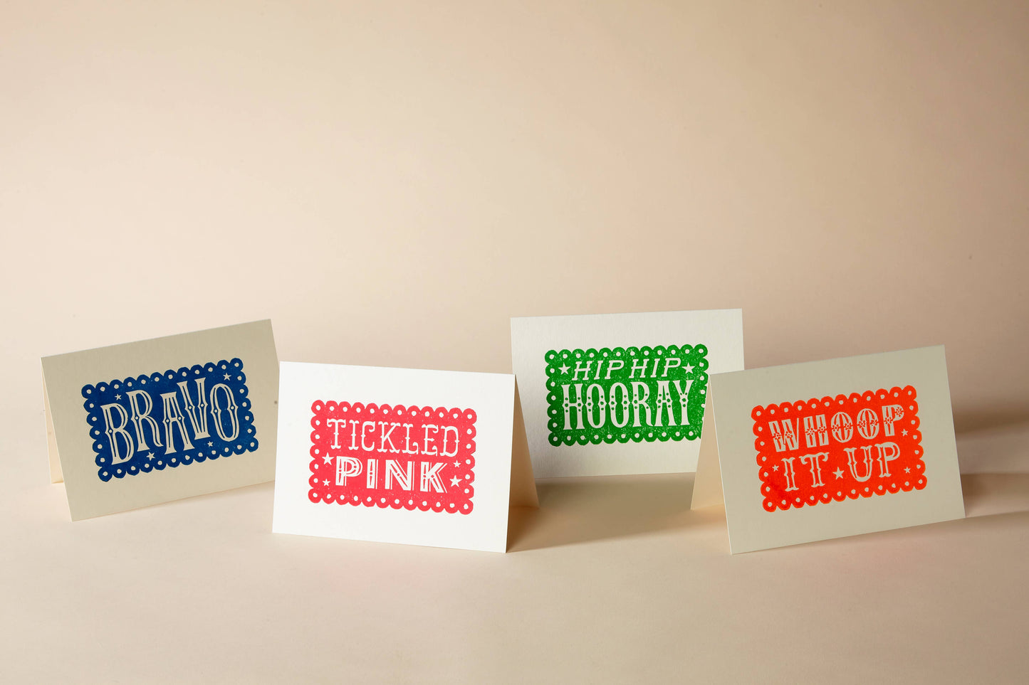 HIP HIP HOORAY Linocut Greeting Card