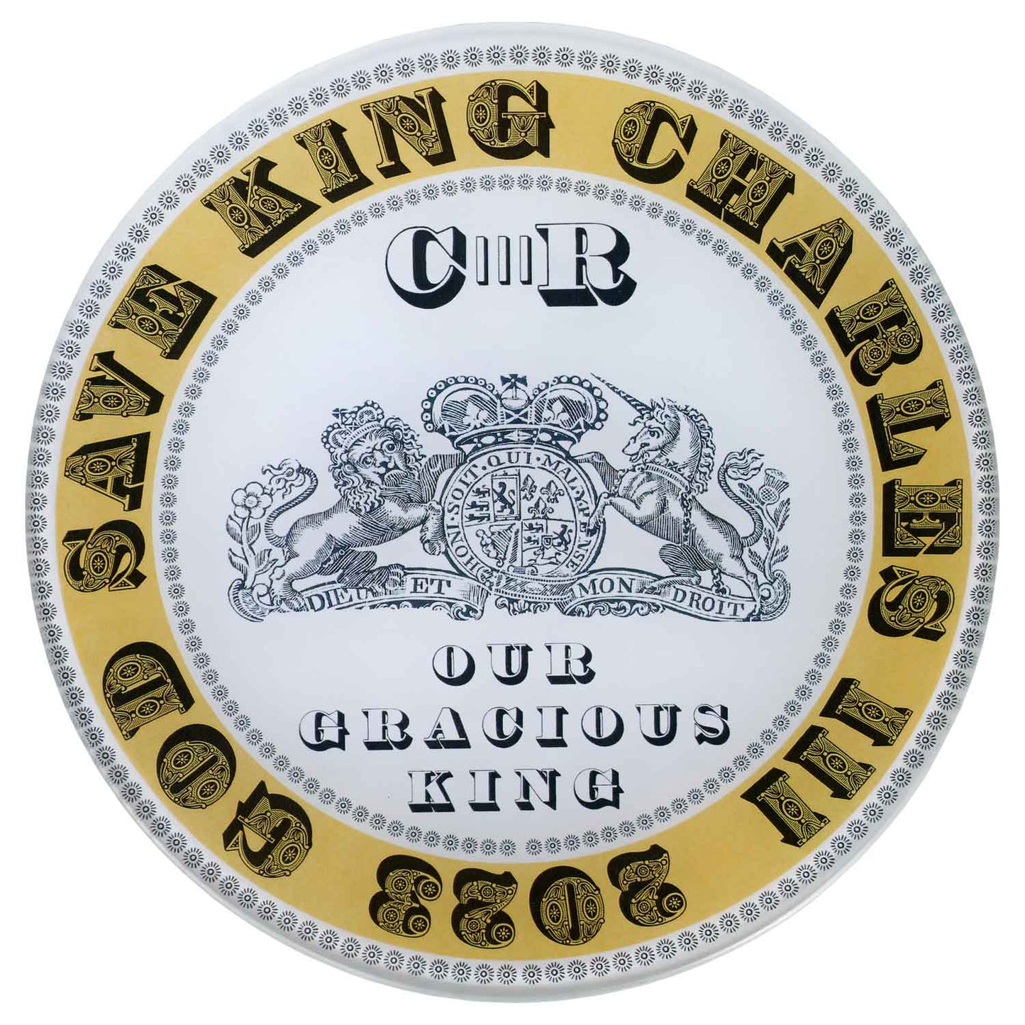 7” 'King Charles III 2023' Commemorative Decoupage Plate - Yellow