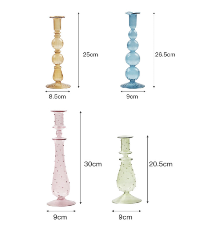 Glass Candlestick: Blue