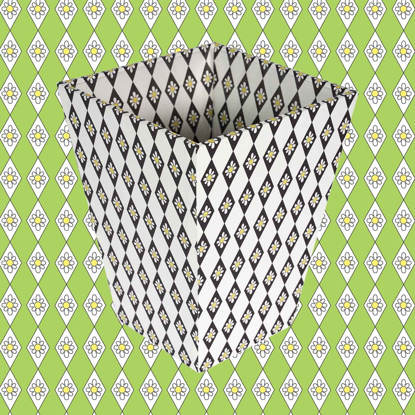 Waste Paper Bin - Black Diamond Daisy