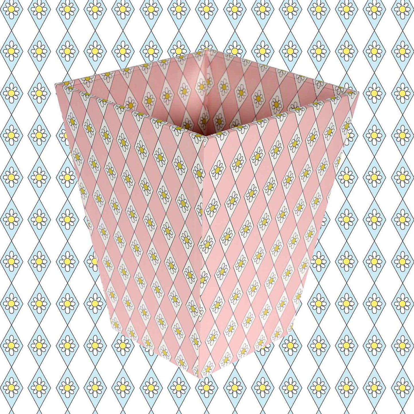 Waste Paper Bin - Pink Diamond Daisy