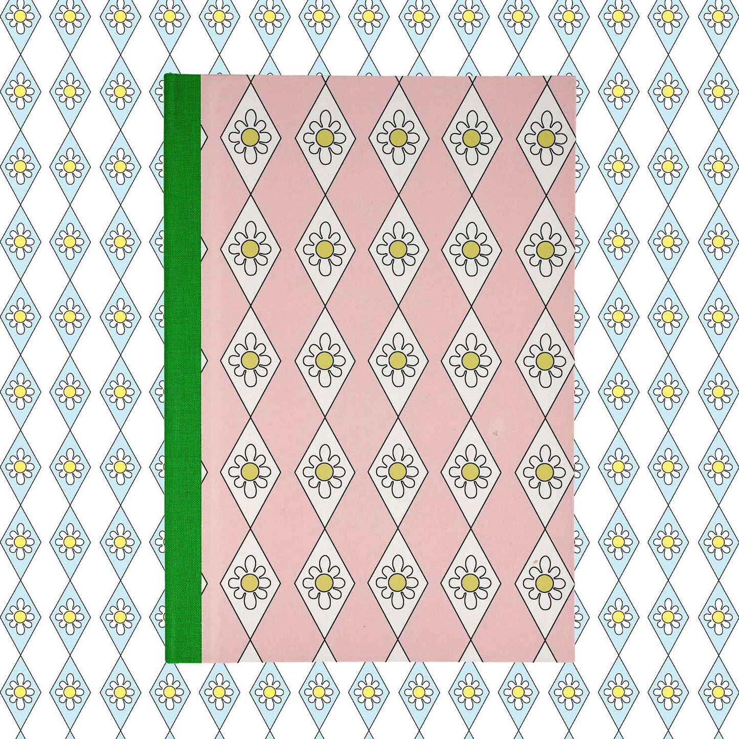 A5 Hardcover Notebook Pink Diamond Daisy - Green Grass