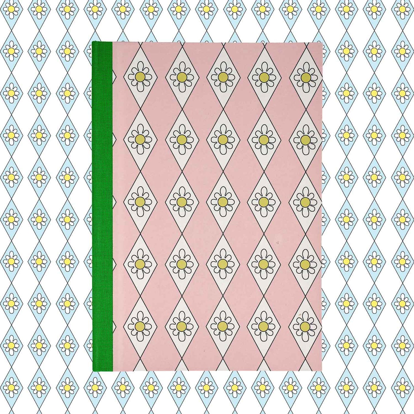 A5 Hardcover Notebook Pink Diamond Daisy - Green Grass