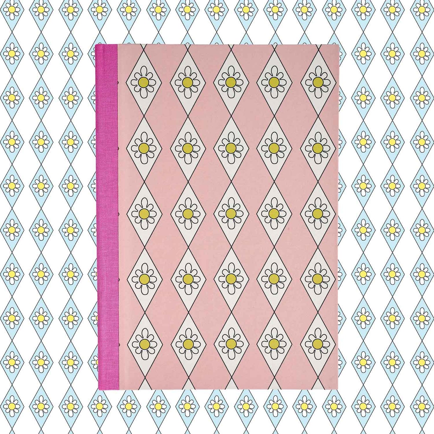 A5 Hardcover Notebook Pink Diamond Daisy - Pink