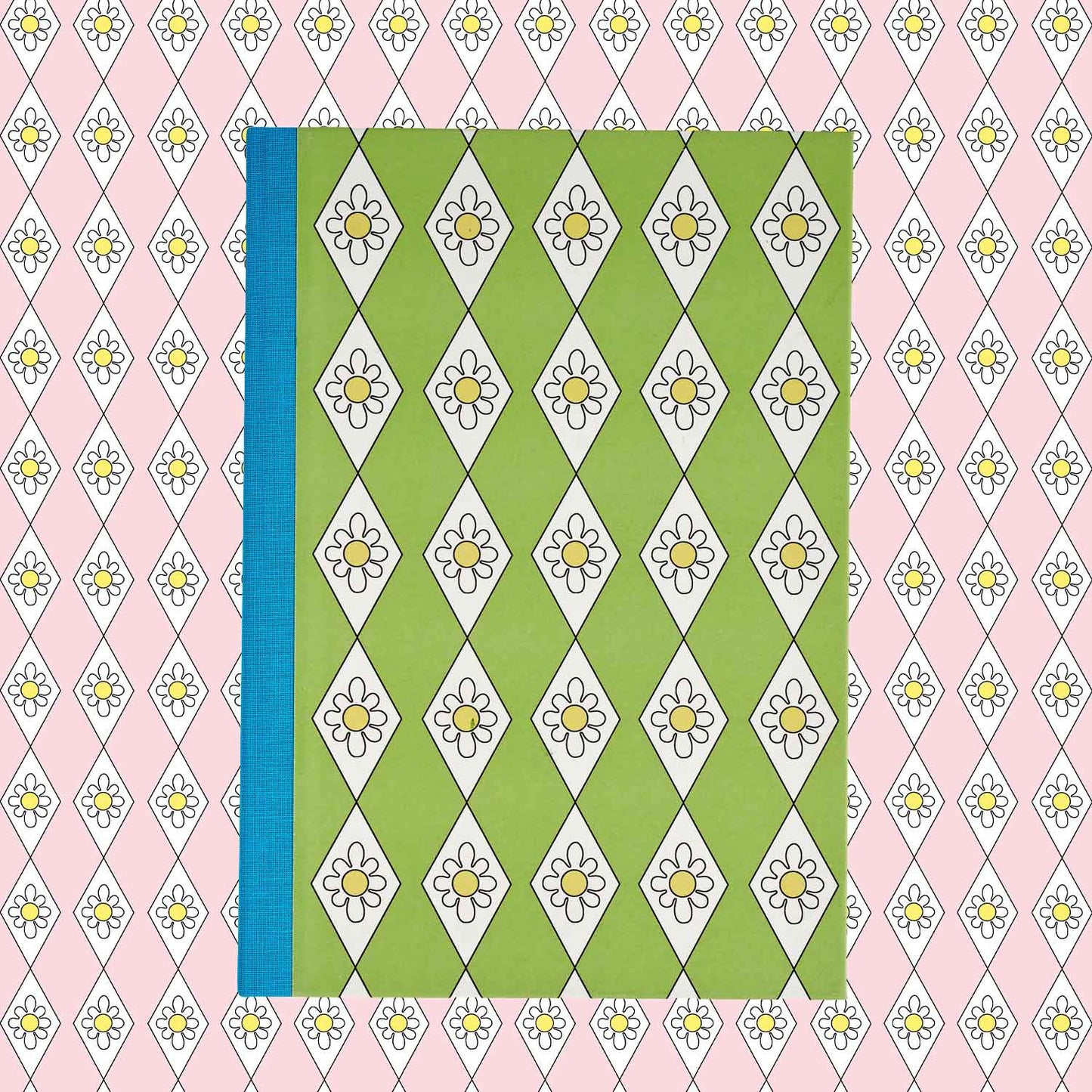 A5 Hardcover Notebook Green Diamond Daisy - Blue