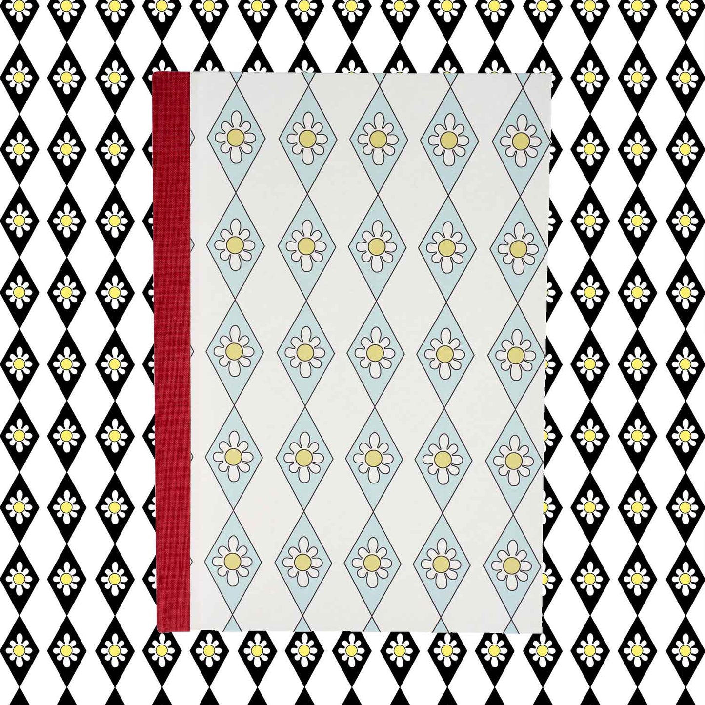 A5 Hardcover Notebook Blue Diamond Daisy - Red