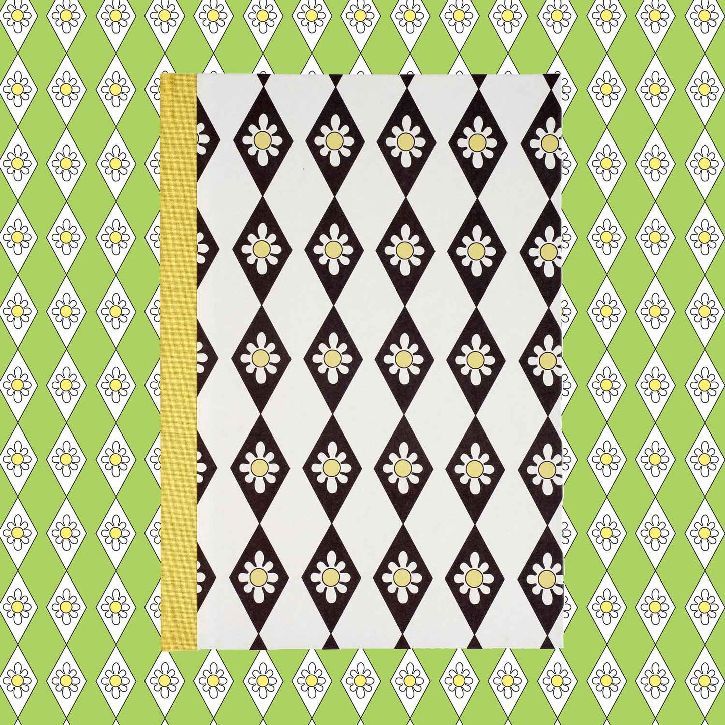 A5 Hardcover Notebook Black Diamond Daisy - Yellow
