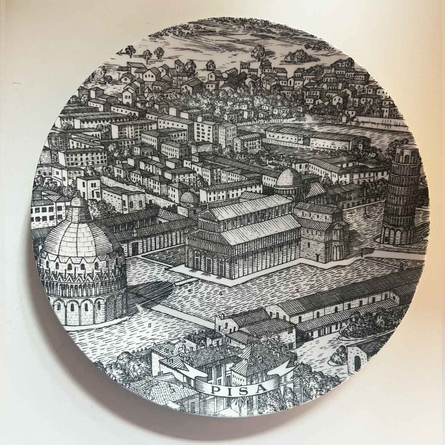 Set Of Six Piero Fornasetti 'CITIES OF ITALY' Plates, circa 1950.