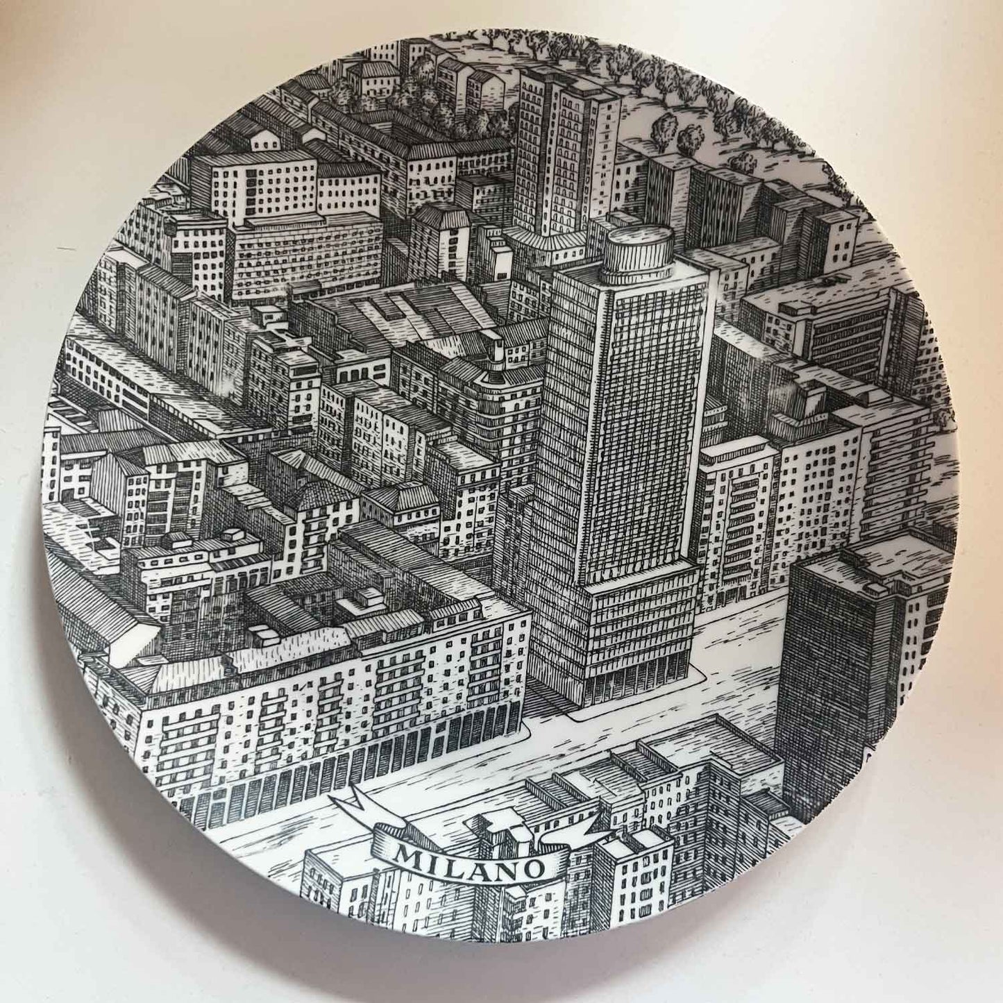 Set Of Six Piero Fornasetti 'CITIES OF ITALY' Plates, circa 1950.