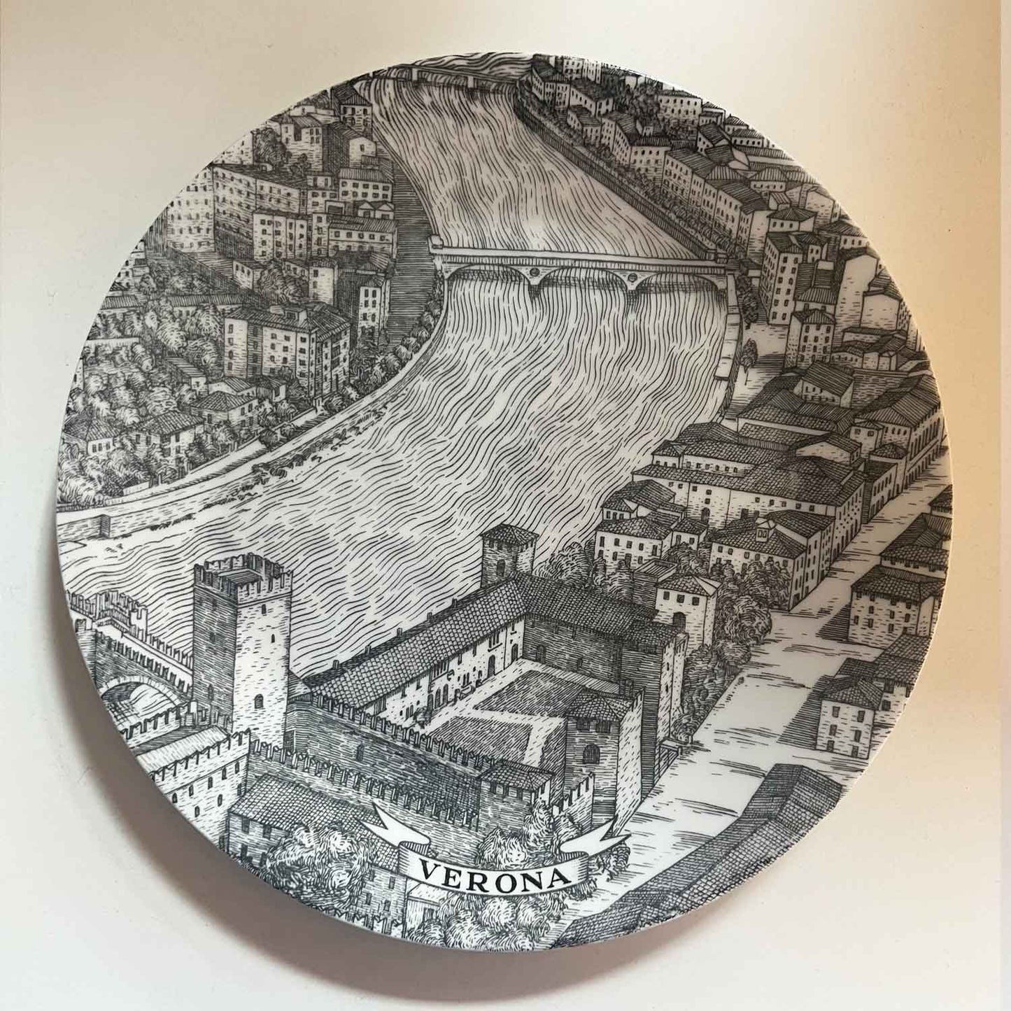 Set Of Six Piero Fornasetti 'CITIES OF ITALY' Plates, circa 1950.