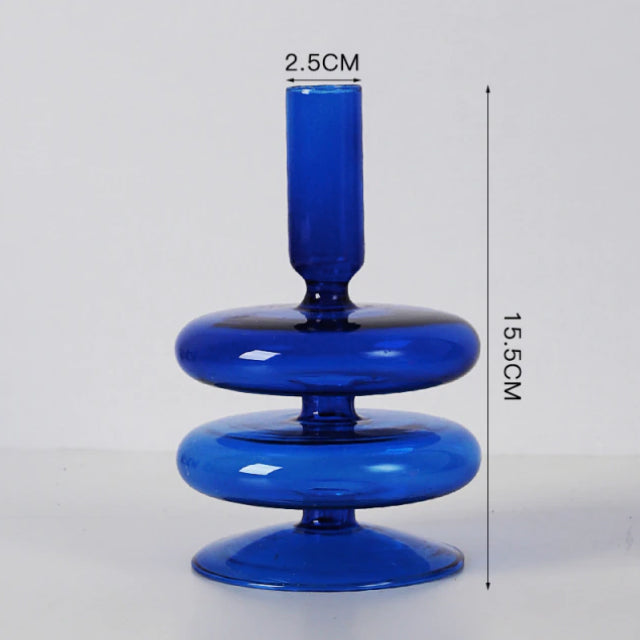 Cobolt Glass Candlestick Holder
