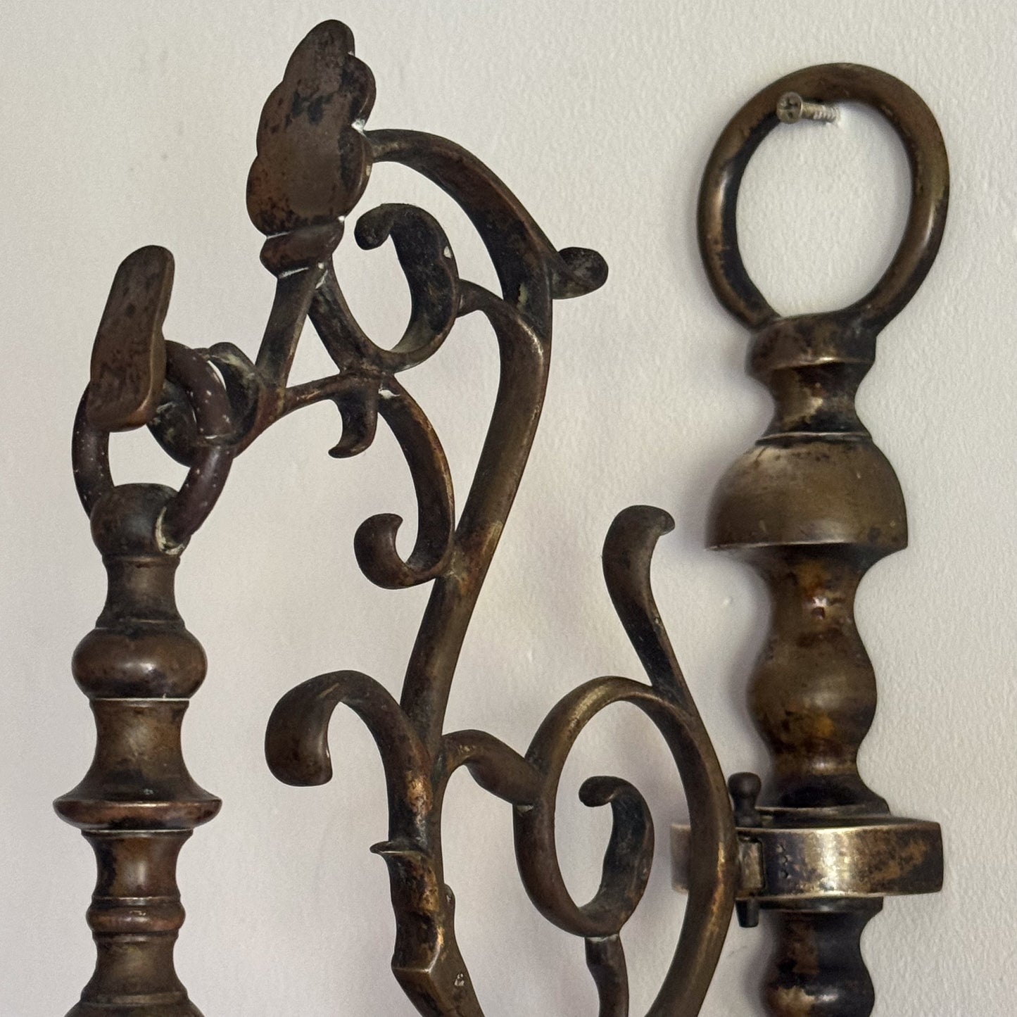 A Pair of Late 19th Century Dutch Brass Wall Chandeliers